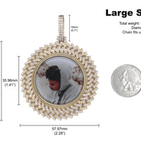 Photo Pendant | Spiral Flower Design • With Natural Diamonds • Size Options • 14K Solid Gold