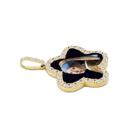 Photo Pendant | Star Shaped Design with Natural Diamonds (with Color Options) • 10K 14K Solid Gold