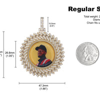 Photo Pendant | Spiral Flower Design • With Natural Diamonds • Size Options • 14K Solid Gold