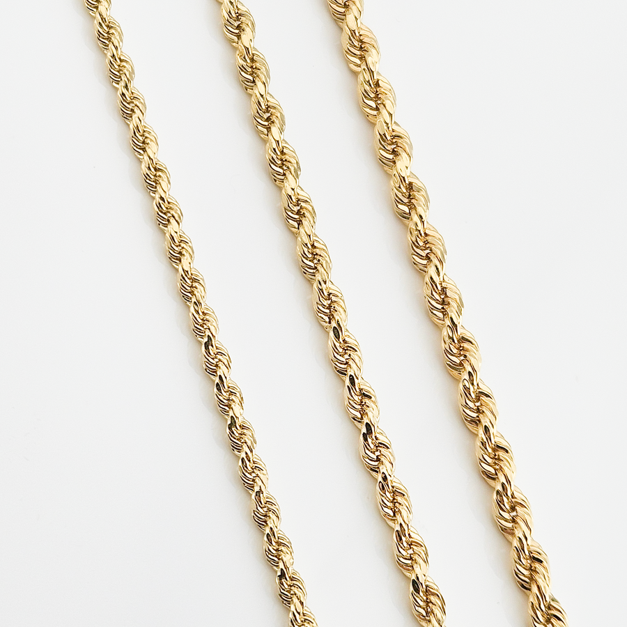 14K Real Solid Gold Rope Chain