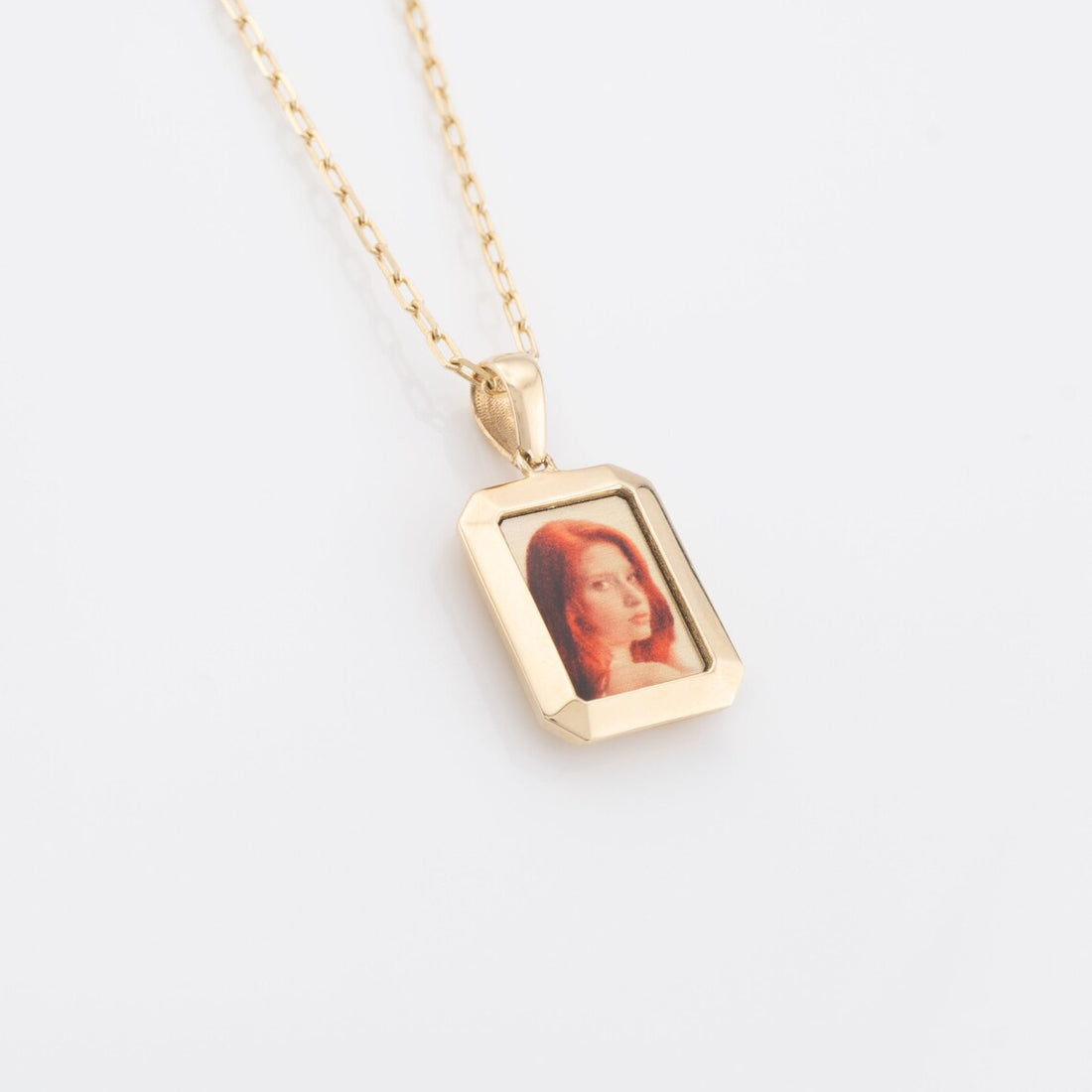 Photo Pendant | Mini Rectangle Plain Design • 10K 14K 18K Solid Gold or White Silver