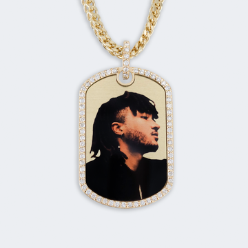 Photo Pendant | Big Dog Tag with Natural Diamonds • 10K, 14K and Color Options