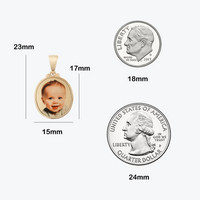 Photo Pendant | Small Oval Plain Design • 10K 14K Solid Gold or White Silver