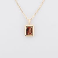 Photo Pendant | Mini Rectangle Plain Design • 10K 14K 18K Solid Gold or White Silver