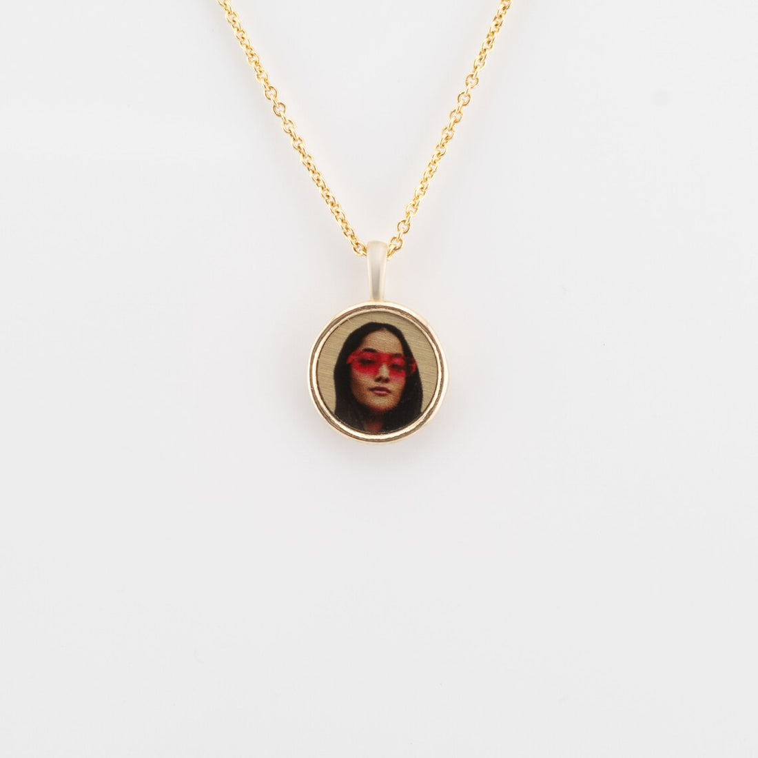 Photo Pendant | Mini Round Plain Design • 10K 14K 18K Solid Gold or White Silver