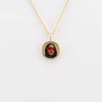 Photo Pendant | Mini Round Plain Design • 10K 14K 18K Solid Gold or White Silver