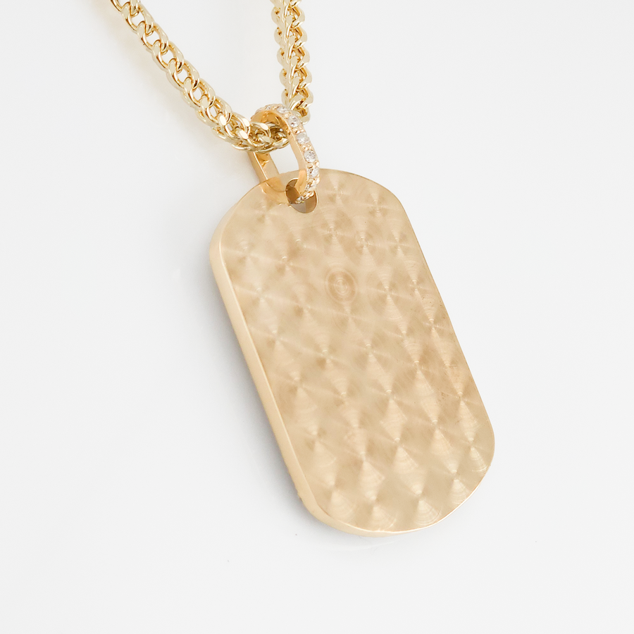 Photo Pendant | Big Dog Tag with Natural Diamonds • 10K, 14K and Color Options