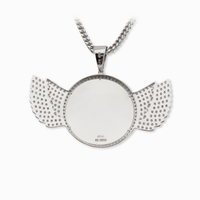 Photo Pendant | Angel Wing Design with Moissanite or CZ • 925 Sterling Silver