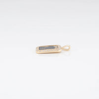 Photo Pendant | Mini Rectangle Design with Diamonds • 10K 14K 18K Solid Gold or White Silver