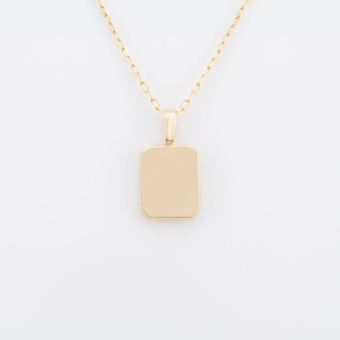 Photo Pendant | Mini Rectangle Plain Design • 10K 14K 18K Solid Gold or White Silver