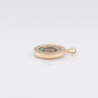 Photo Pendant | Mini Round Design with Diamonds • 10K 14K 18K Solid Gold or White Silver