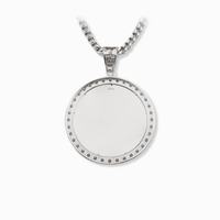 Photo Pendant | 40mm 1.5-inch Round with Moissanite or CZ Large Stones • 925 Sterling Silver