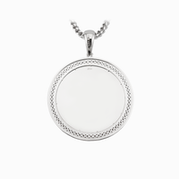 Photo Pendant | 50mm 2-inch Round with 3-Row Stones Moissanite or CZ • 925 Sterling Silver