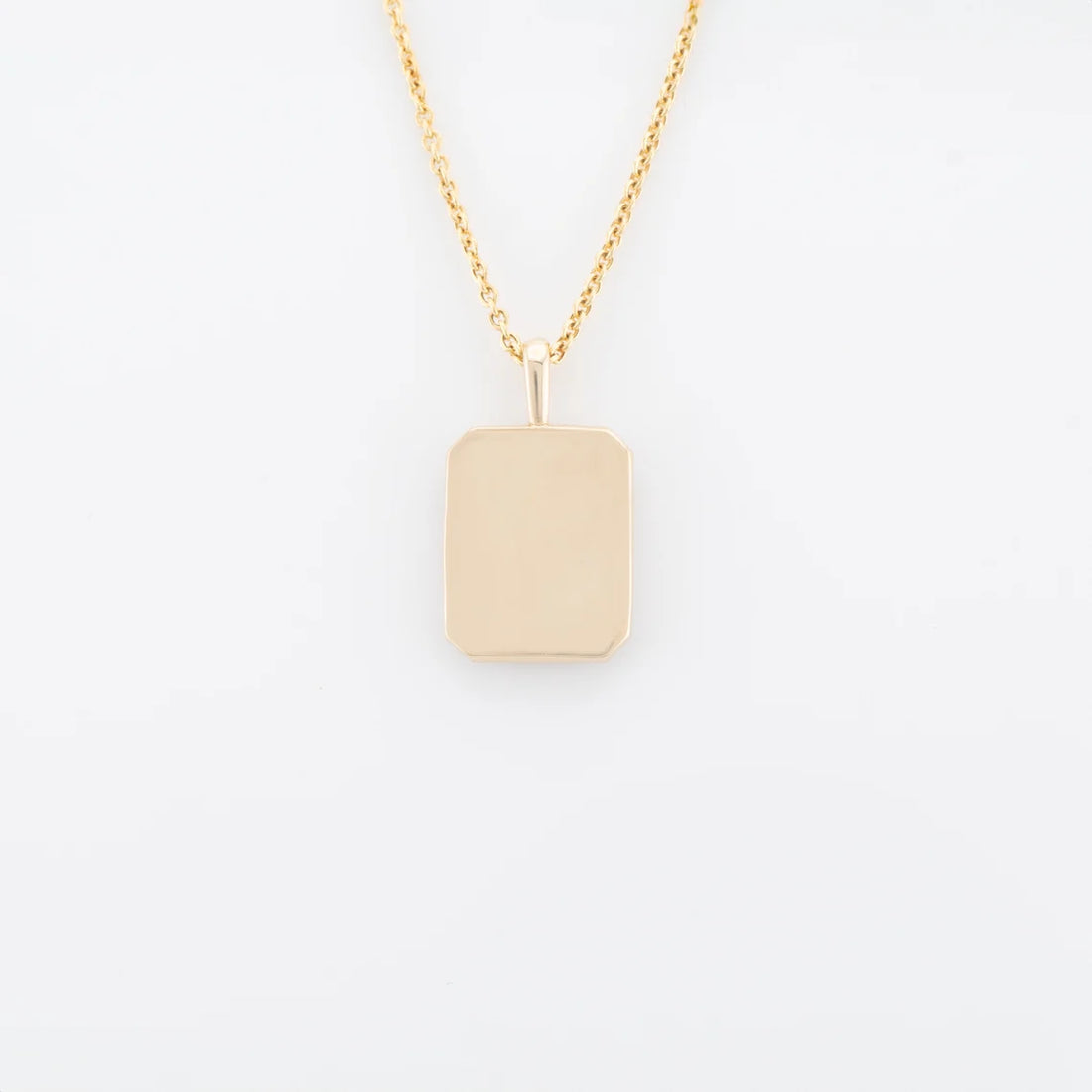 Photo Pendant | Mini Rectangle Design with Diamonds • 10K 14K 18K Solid Gold or White Silver