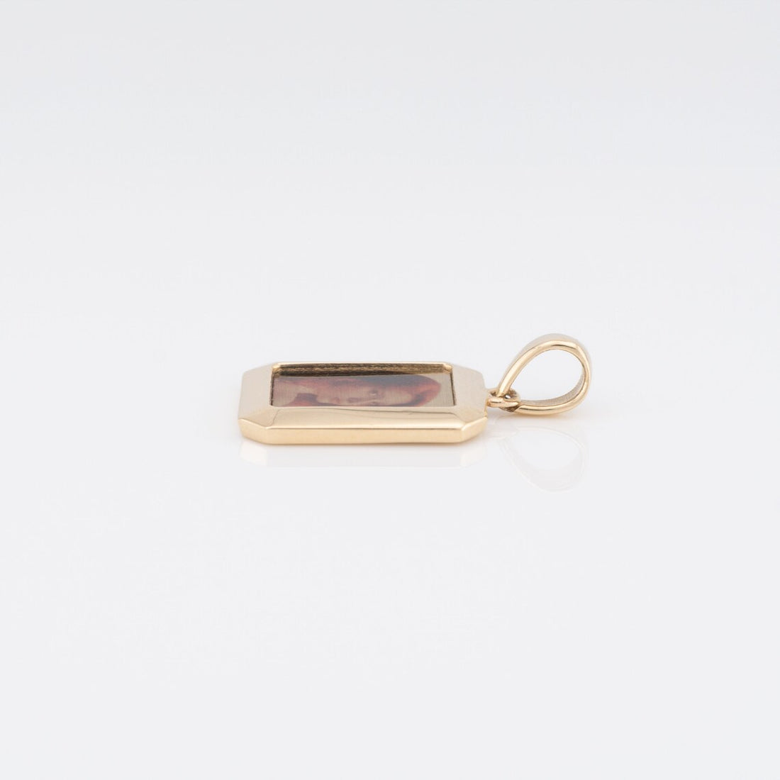 Photo Pendant | Mini Rectangle Plain Design • 10K 14K 18K Solid Gold or White Silver