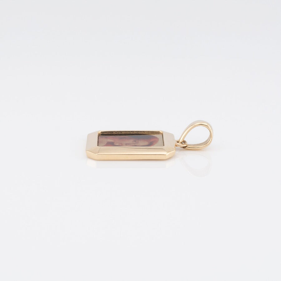 Photo Pendant | Mini Rectangle Plain Design • 10K 14K 18K Solid Gold or White Silver