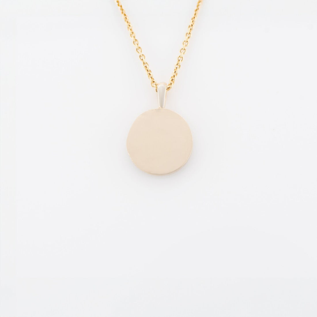 Photo Pendant | Mini Round Plain Design • 10K 14K 18K Solid Gold or White Silver