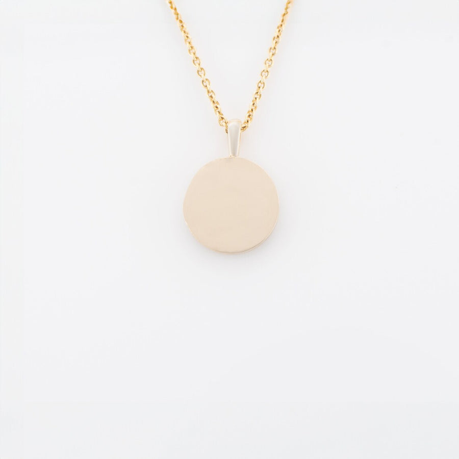 Photo Pendant | Mini Round Plain Design • 10K 14K 18K Solid Gold or White Silver