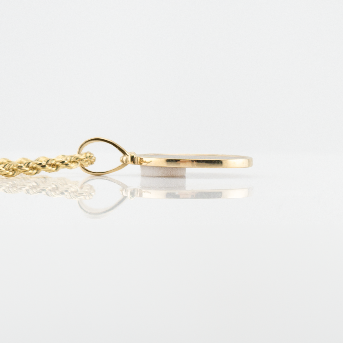 Photo Pendant | Small Oval Plain Design • 10K 14K Solid Gold or White Silver