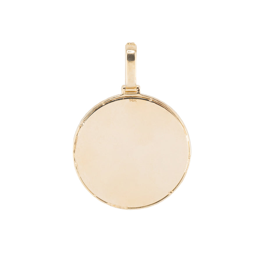 Photo Pendant | 25mm (1-inch) Round with Natural Diamonds or Moissanite • 14K Solid Gold