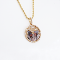 Photo Pendant | Natural Diamond/Real Diamond Background • Custom Cut • With Size Options • 14K Solid Gold