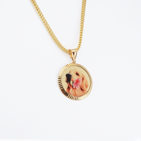 Photo Pendant | Fluted Bezel Design • Lightweight • 14K Solid Gold