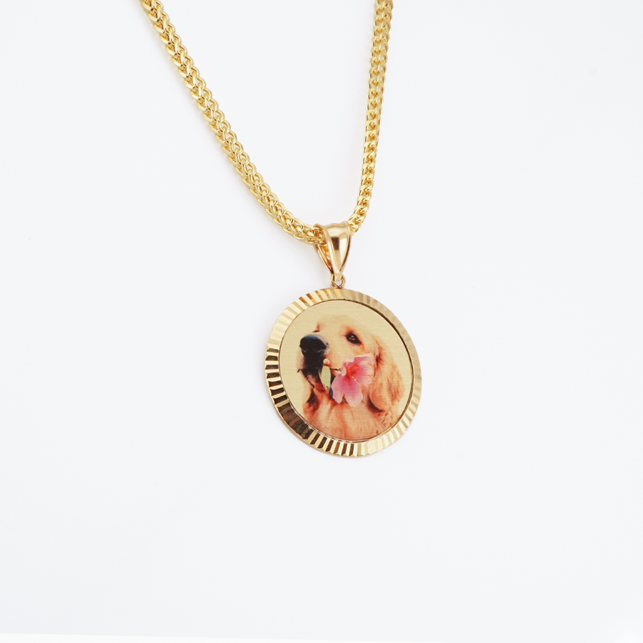 Photo Pendant | Fluted Bezel Design • Lightweight • 14K Solid Gold