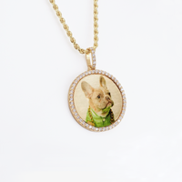 Photo Pendant | 20mm Small Round Design with Natural Diamonds • 14K Solid Gold