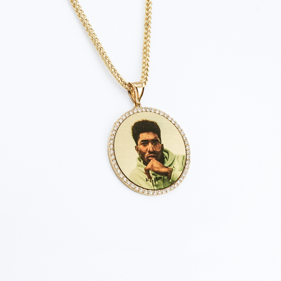 Photo Pendant | Lightweight Round Design with Natural Diamonds • With Size Options • 14K Solid Gold