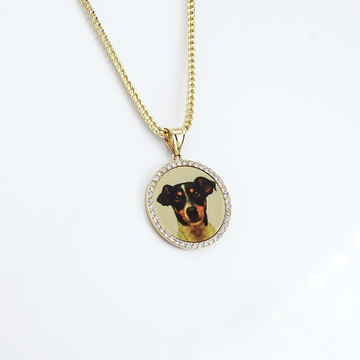 Photo Pendant | Lightweight Round Design with Natural Diamonds • With Size Options • 14K Solid Gold