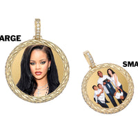 Photo Pendant | Unique Rope Design with Natural Diamonds All Around (with Color & Size Options) • 14K Solid Gold