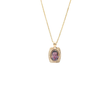 Photo Pendant | Dainty Rectangular Diamond Cut • With Chain Options • 14K Solid Gold