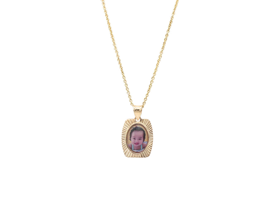 Photo Pendant | Dainty Rectangular Diamond Cut • With Chain Options • 14K Solid Gold