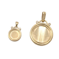 Photo Pendant | Unique Thick Circle Design with Two Natural Diamonds • With Size & Color Options • 14k Solid Gold