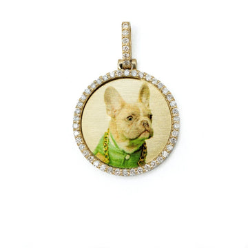 Photo Pendant | 20mm Small Round Design with Natural Diamonds • 14K Solid Gold