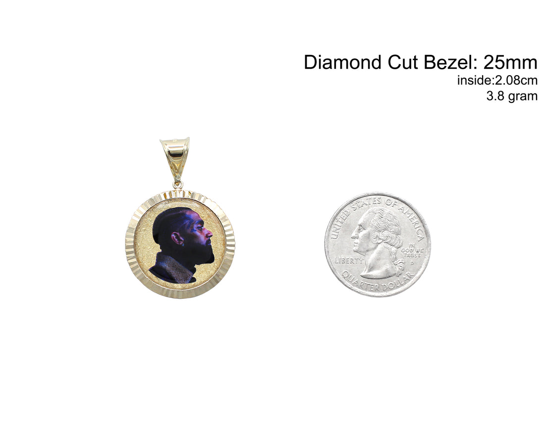 Photo Pendant | Fluted Bezel Design • Lightweight • 14K Solid Gold