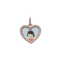 Photo Pendant | Mini Heart Design with Natural Diamonds (with 10K, 14K, & Color Options)