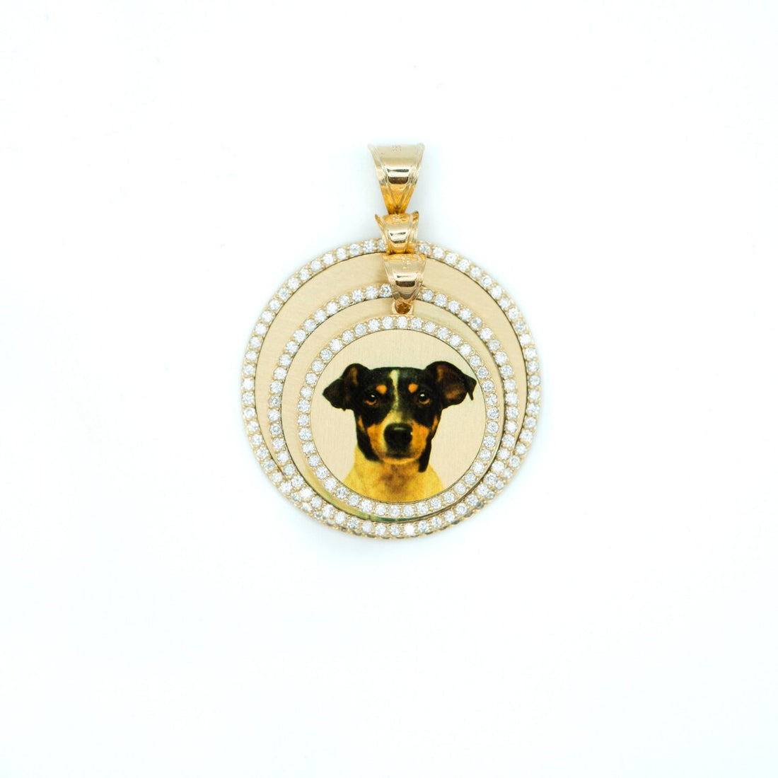 Photo Pendant | Lightweight Round Design with Natural Diamonds • With Size Options • 14K Solid Gold