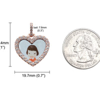 Photo Pendant | Mini Heart Design with Natural Diamonds (with 10K, 14K, & Color Options)