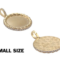 Photo Pendant | Unique Rope Design with Natural Diamonds All Around (with Color & Size Options) • 14K Solid Gold