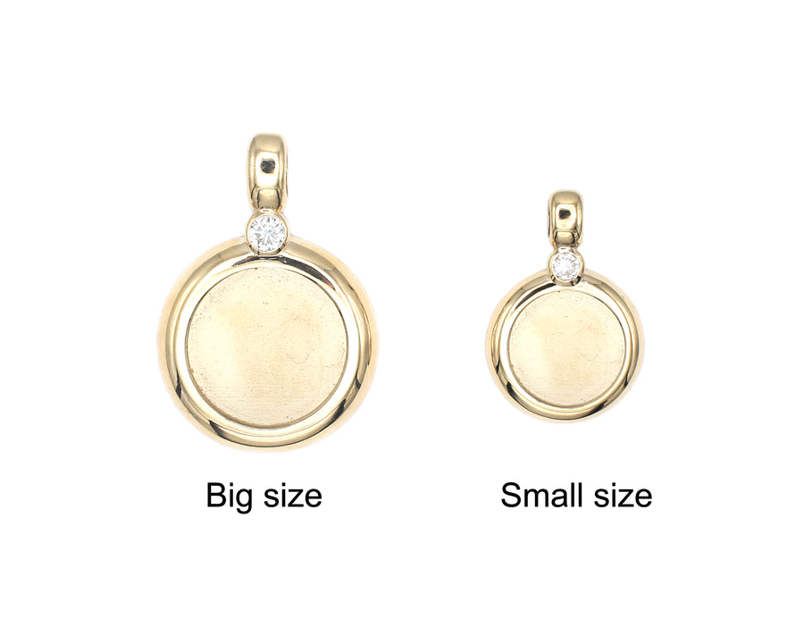 Photo Pendant | Thick Circle Design • Single Natural Diamond (with Color & Size Options) • 14K Solid Gold