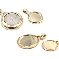 Photo Pendant | Thick Circle Design • Single Natural Diamond (with Color & Size Options) • 14K Solid Gold