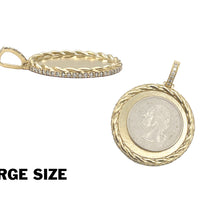 Photo Pendant | Unique Rope Design with Natural Diamonds All Around (with Color & Size Options) • 14K Solid Gold