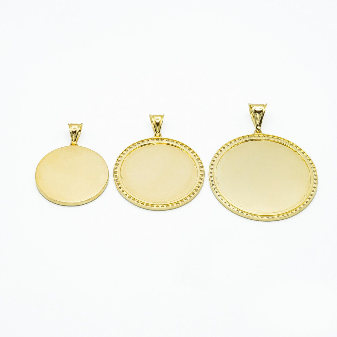 Photo Pendant | Lightweight Round Design with Natural Diamonds • With Size Options • 14K Solid Gold