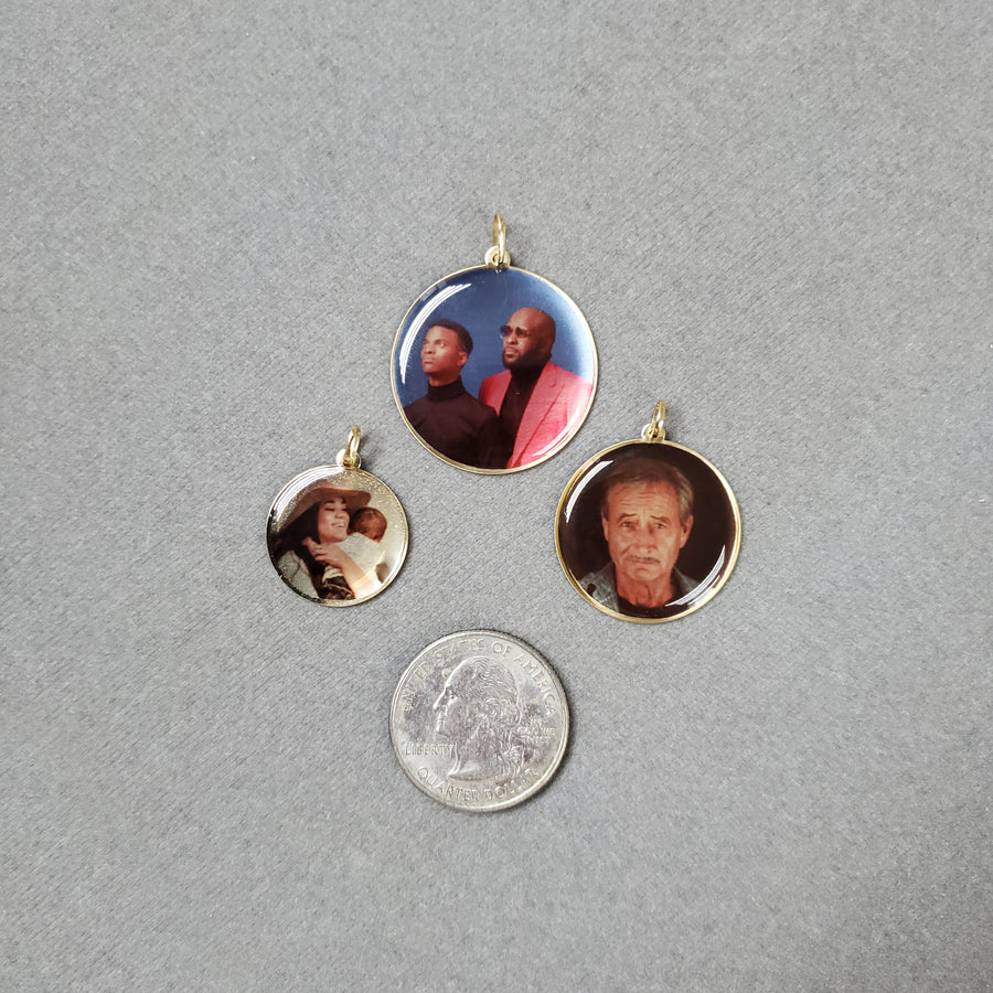 Photo Pendant | Lightweight Plain • Circle, Heart, Dog Tag • With Size Options • 14K Solid Gold