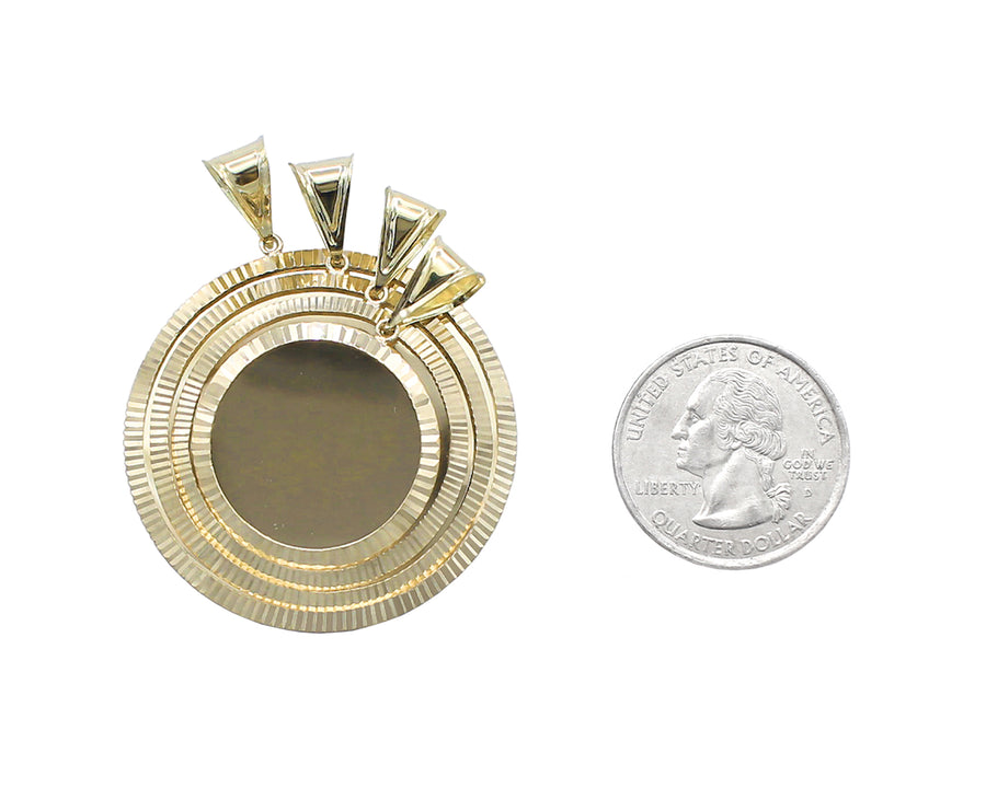 Photo Pendant | Fluted Bezel Design • Lightweight • 14K Solid Gold