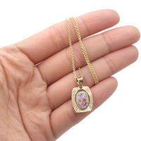 Photo Pendant | Dainty Rectangular Diamond Cut • With Chain Options • 14K Solid Gold