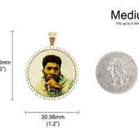 Photo Pendant | Lightweight Round Design with Natural Diamonds • With Size Options • 14K Solid Gold