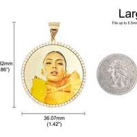 Photo Pendant | Lightweight Round Design with Natural Diamonds • With Size Options • 14K Solid Gold