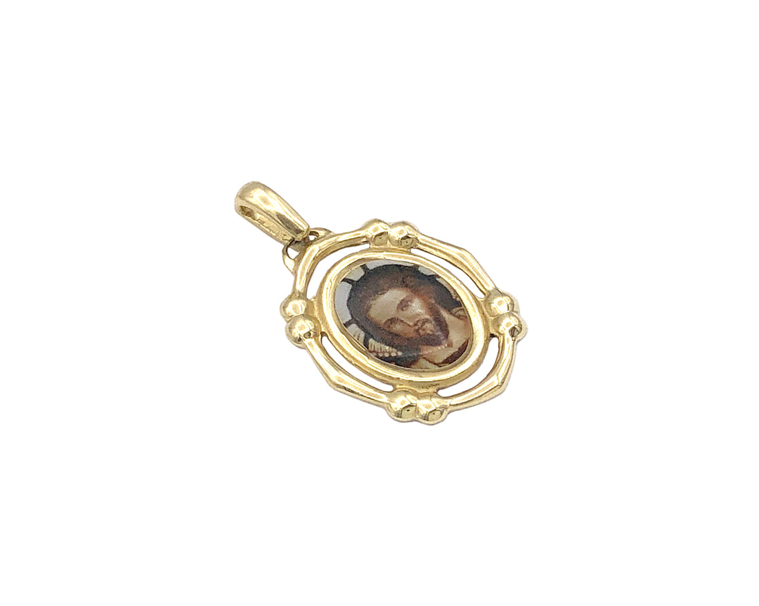 Photo Pendant | Small Vintage Oval Design • 14K Solid Gold